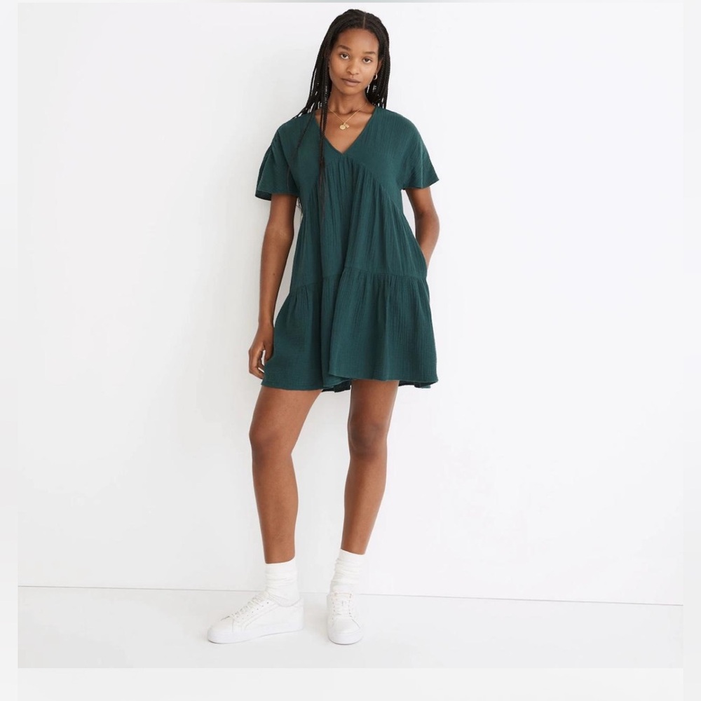 Madewell Lightspun Popover Tiered Mini Dress
